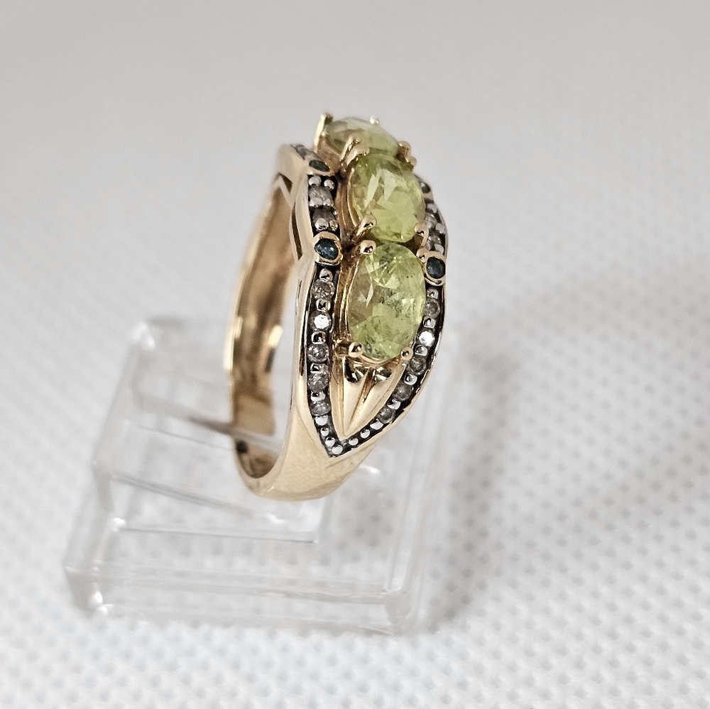 Genuine Chrysoberyl & Diamond Ring 14k Solid Yellow Gold Size 6! - Picture 4 of 7